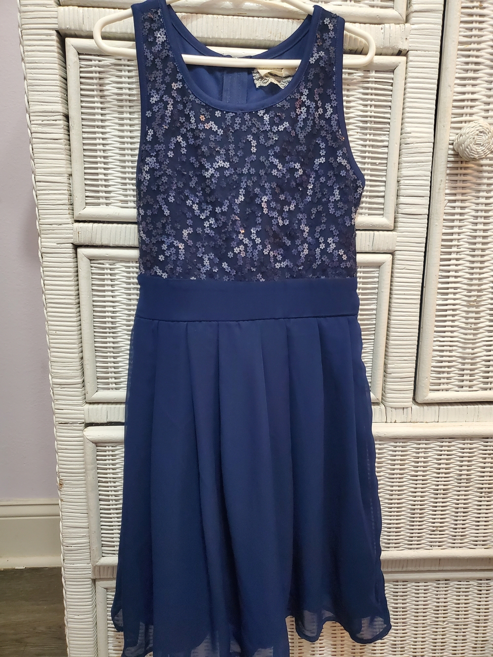 btween Navy Floral Sequin Tank Dress